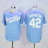 Mężczyźni Retro 42 koszulka bejsbolowa Jackie Robinson 32 Sandy Koufax Brooklyn 2018 Hall Of Fame koszula vintage szyta niebieska biała szara kremowa czerń S-3XL