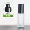 Flacone in vetro smerigliato/verde/blu/bianco da 40 ml con coperchio nero per pompa per siero/lozione/emulsione/fondotinta/imballaggio cosmetico per la cura della pelle