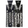 Vintage Black White Mens byxor Suspenders Manliga kvinnor 2,5 cm bred Snake Zebra Print -h￤ngslen Elastiska h￤ngslen Suspensori