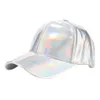 Dames Laser Baseball Cap Shining PU Effen Kleur Hoeden Mode Mannen Hip Hop Caps Unisex Verstelbare Hoeden Snapback Baseball Cap