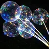 Poignée Ballon Led Avec Bâtons Ballons Transparents Lumineux Décorations De Fête D'anniversaire De Mariage Enfant Ballon Lumineux LED