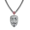 Hip Hop V pour Vendetta Masque Pendant Colliers pour hommes Femmes Luxury Diamonds Masque Pendants Platinum plaqués Cople Zircon Cuban Chai8622386