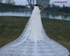 Top New Sale Amazing Luxury In Stock Real Pictures White Ivory Wedding Veils Cathedral Length Cut Edge Bridal Veil One Layer Alloy Comb