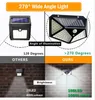4 sztuk 100led Solar Light Outdoor Wodoodporna 4-stronna lampa zasilana Słoneczna 120 stopni PIR Czujnik ruchu Światła ogrodowa Yard Solar Lampa