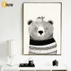 Bär Wandkunst Leinwand Malerei Nordic Poster und Drucke Skandinavische Tier Wandbilder Kinder Baby Jungen Mädchen Zimmer Kindergarten Dekor1