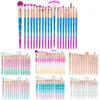 20pcs Diomand de maquillaje transparente Fundación sombra de ojos en polvo Conjunto Cepillos Mezcla Blush de labios cosmética belleza suave fabricar herramientas el cepillo