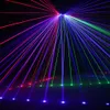 6 عيون RGB كامل اللون DMX شعاع شبكة الليزر المسح الضوئي ضوء المنزل الحفلة DJ المرحلة الإضاءة الصوت السيارات A-X6