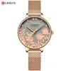 CURREN Leather Women Watches 2019 Beautiful Unique Design Dial Quartz Wristwatch Clock Female Fashion Dress Watch Montre femme195G