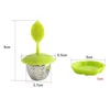 Tea Strainer 7 Colors Silicone Infuser Reusable Tea Strainer Sweet Leaf With Drop Tray Novelty Ball Filter Tea Tool EEA849