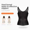 Kvinnor Postpartum 25 Stålbindningar Latex Vest Shapewear Spandex Body Shaper Slimming Recover Waist Belt Corset Underkläder Girdle Black