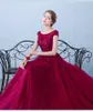 2019 Nowy Robe De Soiree Suknie Wieczorowe The Married Bankiet Elegancki Wino Czerwony Kwiat Lave Long Party Prom Dresses Custom Size 488