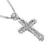 Wholeretro Gold Cross Charm Pendant Full Ice Out CZ Simulated Diamonds Katolska Crucifix Pendant -halsband med Long Cuban CHA2496429