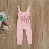 2019 yeni doğan kız bebek erkek romper sırtsız şerit fırfır uzun kollu tulum tulum toddler giyim E192315266040