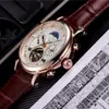 Top Brand Mens Zegarki Biznes Mechaniczny Automatyczny Watch Luksusowe Prawdziwej Skóry Pasek Diament Daydate Księżyc Faza Ruch Ruchu Zegarki Dla Mężczyzn Ojciec Dnia Prezent