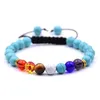 Sieben Chakra-Armbänder – 8 mm natürliches Lavastein-Perlenarmband, Herren-Armband zum Stressabbau, Yoga-Perlen, Aromatherapie-Armband mit ätherischen Ölen