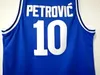 Cibona Zagreb College Drazen Petrovic Jerseys 10 Men Team Color Blue University Petrovic Basketball Jerseys Uniform Breating god kvalitet