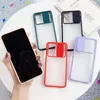 New Sliding Door Camera Protection Semi transparent Plastic Hard Cases for iPhone 12 mini 11 Pro Max SE XR XS 6 7 8 Plus Samsung S21 Ultra