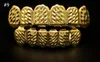 Fashion-Real Błyszczące Prawdziwe Złoto Top Rolne Grillz Bling Usta Zęby Czapki Hip Hop Grills