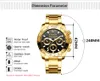 CHENXI Stainless Steel Quartz Watches High Quality Gold Bezel Gold Dial 3 Decorative Dial Stainless Steel Strap 001 Gift for Men