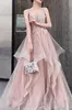 Ny design Spaghetti Straps Kvinnor Prom Kappa Unik kjol Long Evening Dress Robe de Soireecustom gjorde