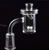 DHL New style 4mm Bottom Quartz Banger Domeless 45 90 degree Quartz Nail and Colored UFO Carb Cap Terp Pearl for Oil Rigs