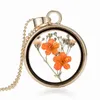 Pendant Necklace Fashion Pretty Romantic Crystal Glass Floating Locket Dried Flower Plant Pendant Chain Necklace Flower Locket Necklaces