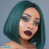 Ishow 13x1 t parte rendas perucas de cabelo humano brasileiro em linha reta curto bob peruca 99j 613 cor loira rosa verde vermelho azul gengibre ombre para 283o