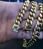 Catena girocollo da uomo Cuban Miami Link 26 "oro 14k su acciaio inossidabile 12 mm