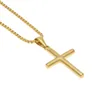 Gold Men Women Cross Pendant Necklace with 60cm Cuban link chain or gold plated box chain New fashion Hip hop necklace jewelry