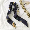 Floral Hair Scarf Vintage Women Bow Hairband Scrunchies Hair Bands Flower Ribbon Headband Girls Hair Accessories 5 Designs 100pcs DW4979