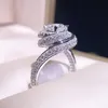 Taille 5-10 Choucong Marque De Luxe Bijoux En Argent Sterling 925 Coupe Ronde Topaze Blanche CZ Diamant Femmes De Mariage Croix Bande Anneau pour Le Cadeau Des Amoureux