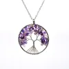 12pcsset Tree of Life Necklace 7 Chakra Stone Beads Natural Amethyst Sterlingsilverjewelry Choker Choker Pendant Halsband för W7769793