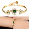 Bracelets classiques trois flocons de neige diamant vert 18k liaison lisse Chaîne homard Boucle brillante de luxe de luxe Femmes Bracelet 2845172