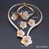 Perles africaines ensembles de bijoux fleur cristal pendentif collier boucles d'oreilles Bracelet anneaux pour femmes accessoires de fête de mariage ensembles9589712