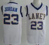 Laney High School Michael MJ 레트로 # 23 화이트 레트로 농구 유니폼 남성 스티치 사용자 지정 번호 이름