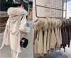 Cappotto lungo in cashmere versione coreana con cappuccio in vera pelliccia di volpe con cappuccio caldo addensare grandi tasche cappotto cappotto invernale femminile Outwear CJ191214