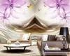 Papier peint photo 3d style européen, magnifique fantaisie, bijoux de lys violets, fond papillon, beau papier peint décoratif HD