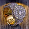 Bling Iced Out Gold Rings Mens Hip Hop Jewelry Cool CZ Stone Men Hiphop Rings Gift186h