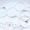 SP Wine Glass Charm Rings/Earring Pendants 29x26mm silver plated