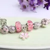 Wholesale-Murano Glass Charm Bracelets Magnolia pendant bracelet For Women Original DIY Jewelry Style Fit Pandora with Crown