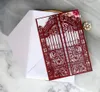 Корабль Marsala Laser Cut Wedding Приглашения с конвертом Элегантный печатный Gatefold Quinceanera Пригласительные открытки Вечерние Dinn9269352