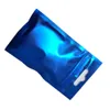 200 Teile/los Matte Blau Aluminium Folie Paket Tasche mit Loch zum Aufhängen Lebensmittel Lebensmittel Lagerung Tasche Selbst Dichtung Mylar Daten Linie reißverschluss Pack Beutel