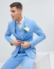 Smoking da sposo azzurro chiaro Risvolto con risvolto Groomsman Smoking da sposa Moda Uomo Giacca da ballo Blazer Completo da 3 pezzi (giacca + pantaloni + cravatta + gilet) 1826