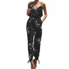 feitong floral ladies jumpsuits Women's Printing Color Casual Sleeveless V-neck Strap Lace Jumpsuit Summer Women #w35