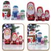 Christmas Decorations 5Pcs Hand Painting Matryoshka Nesting Doll Toy Party Home Wooden Kids Festival Portable Gift Smooth Decoration Cute1