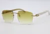 New Fashion Rimless White Buffalo Horn Sunglasses popular Men Women 8300816 Genuine Natural Glasses Frame Size54-18-140mm269L