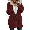 Women Zipper Cardigan Hooded Jacket Winter Fashion Casual Plush Sweater Long Sleeves Warm Overcoat Top Outwear Coat Hoodie LJJW-F18