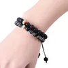 10Pcs Mens Womens Perlen Armband schwarz Lava Rock Onyx 2 Row 8mm Edelsteine ​​handgefertigte verstellbare Armband Homosexuell Lesben Rainbow Pride Armband