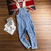 Amerikanischen Licht Blau Lose Overalls Männer Denim Overall Gerade Jeans Bib Hip Hop Große Tasche Cargo Hosen Casual Hosen Kleidung