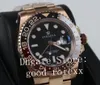 Luxury Rose Gold 904L Steel Watch Mens GM Factory Automatic ETA 2836 Black Brown Bezel Cerachrom Men Chnr Master Pepsi Watches
